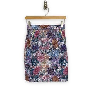 H&M- Watercolor Floral Multi Pencil Skirt Size 4